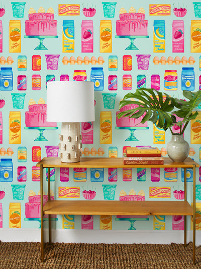 'Barbie™ Pantry Toss' Wallpaper by Barbie™ - Robin's Egg