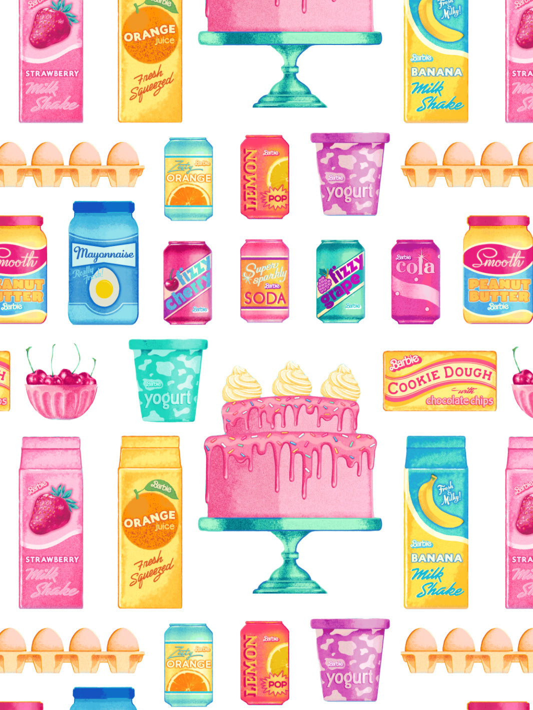 'Barbie™ Pantry Toss' Wallpaper by Barbie™ - White