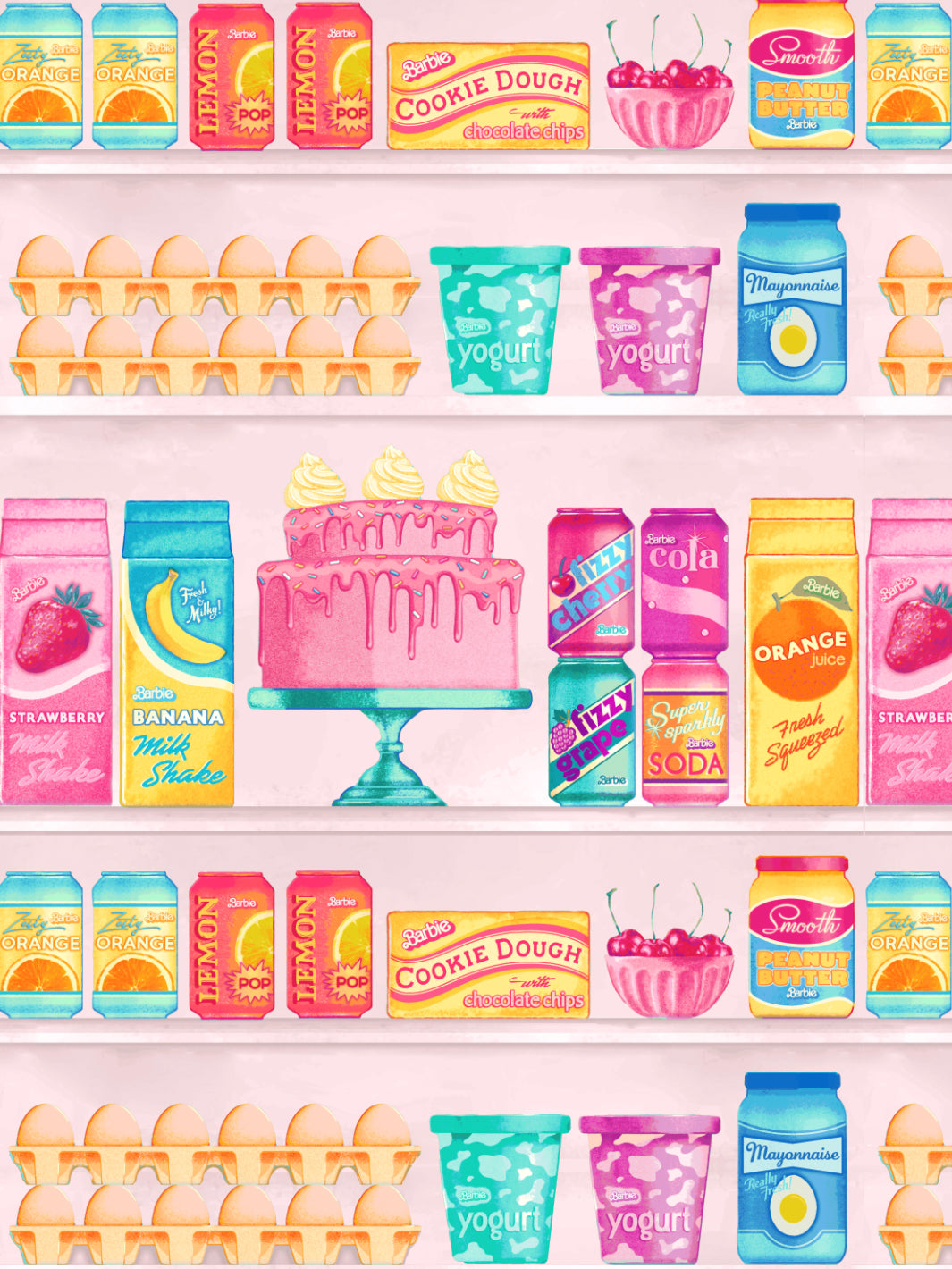 'Barbie™ Pantry' Wallpaper by Barbie™ - Pink