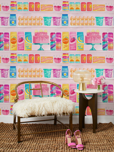 'Barbie™ Pantry' Wallpaper by Barbie™ - Pink