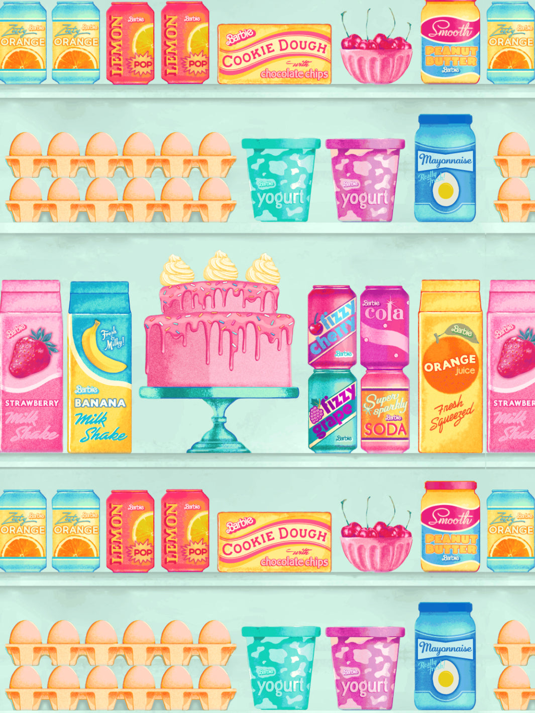 'Barbie™ Pantry' Wallpaper by Barbie™ - Robin's Egg