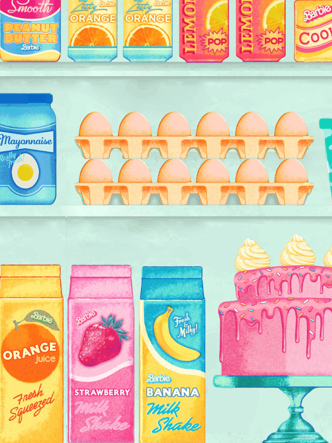 'Barbie™ Pantry' Wallpaper by Barbie™ - Robin's Egg