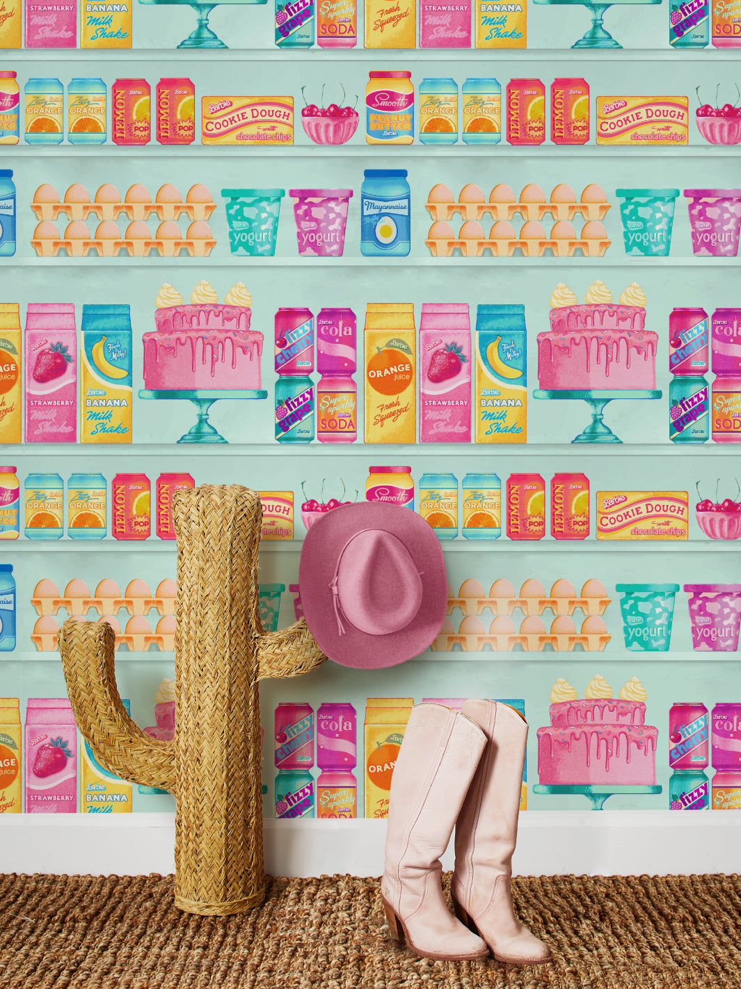 'Barbie™ Pantry' Wallpaper by Barbie™ - Robin's Egg