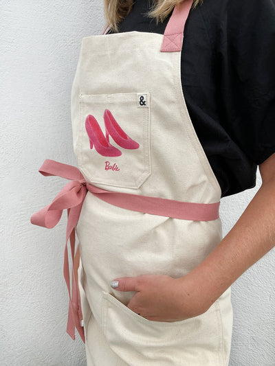 'Barbie™ x Wallshoppe Apron by Hedley & Bennett - Pink Pumps