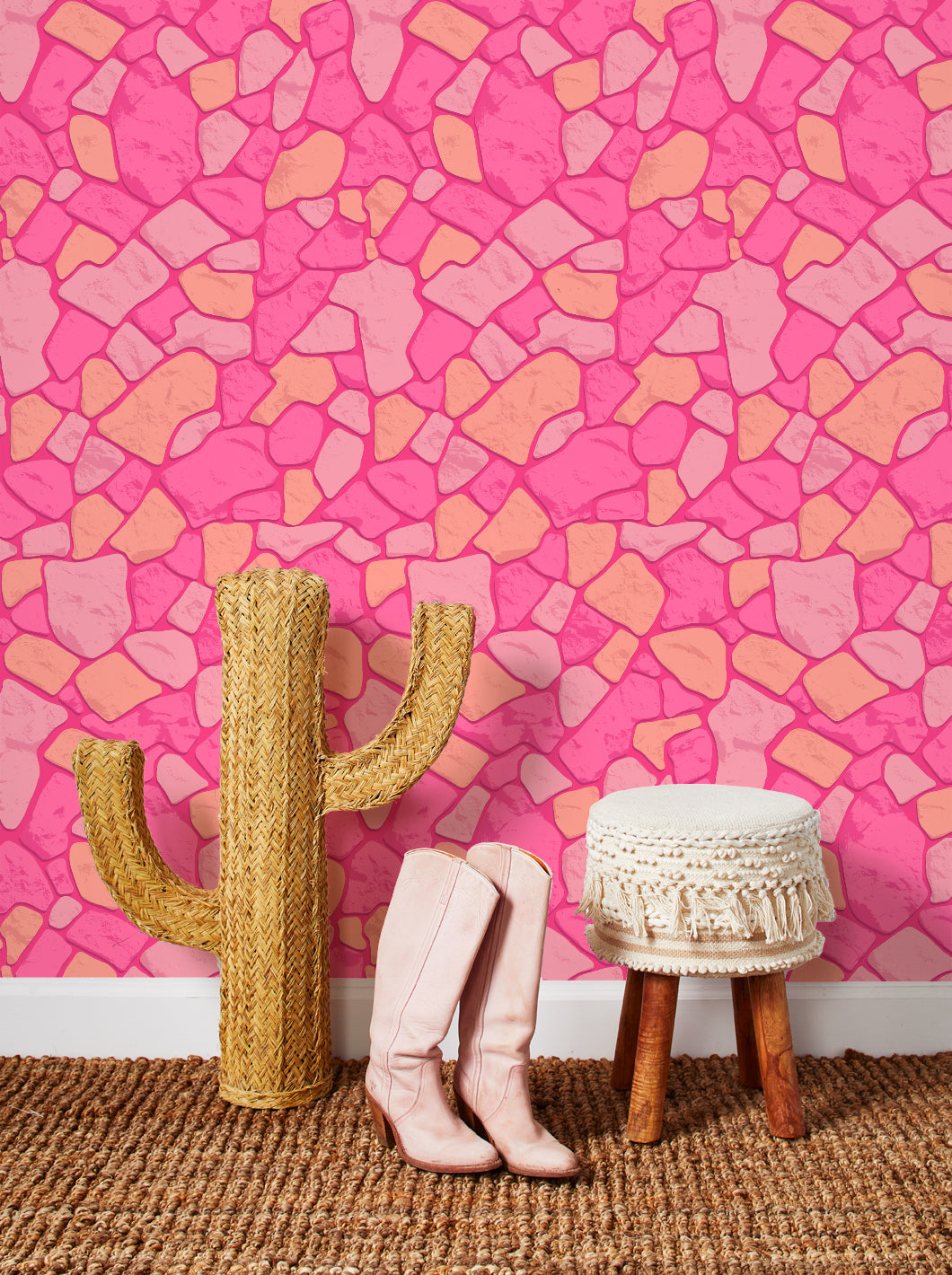 'Barbie™ Rock Wall' Wallpaper by Barbie™ - Barbie™ Pink