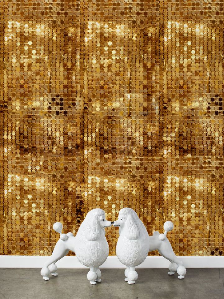 barbie sequin wallpaper by barbie gold on silver mylar