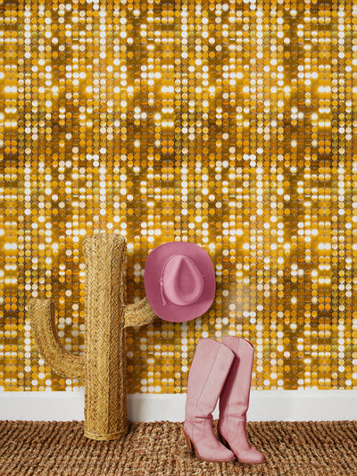'Barbie™ Sequin' Wallpaper by Barbie™ - Gold
