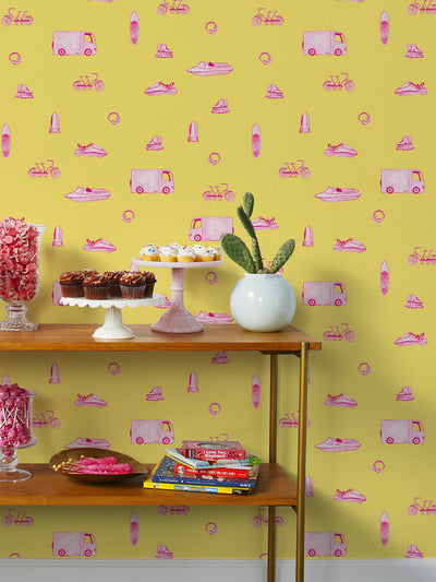 'Barbie™ She Shed' Wallpaper by Barbie™ - Yellow