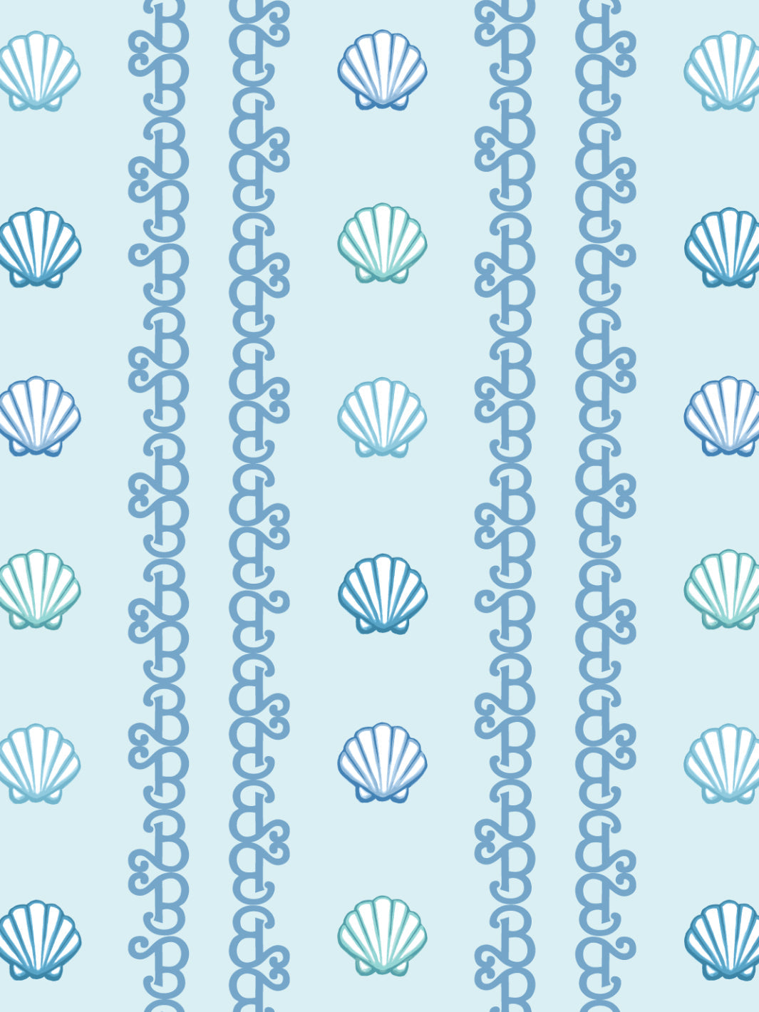 'Barbie™ Shell Stripe' Wallpaper by Barbie™ - Pale Blue