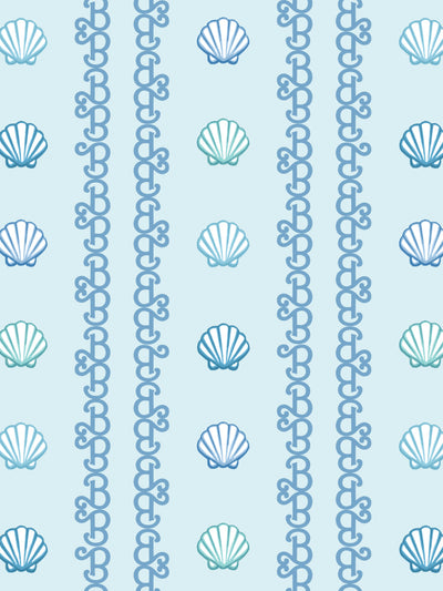 'Barbie™ Shell Stripe' Wallpaper by Barbie™ - Pale Blue