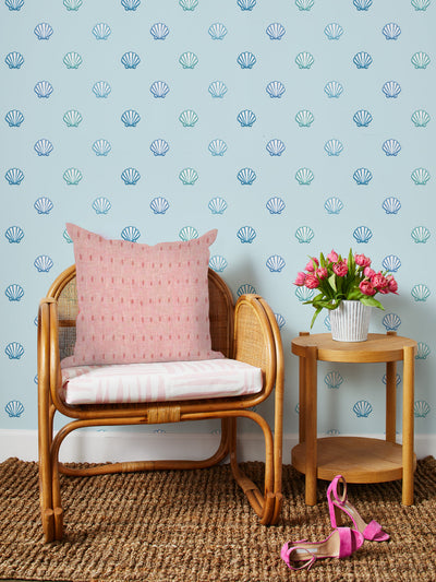 barbie shells wallpaper by barbie pale blue