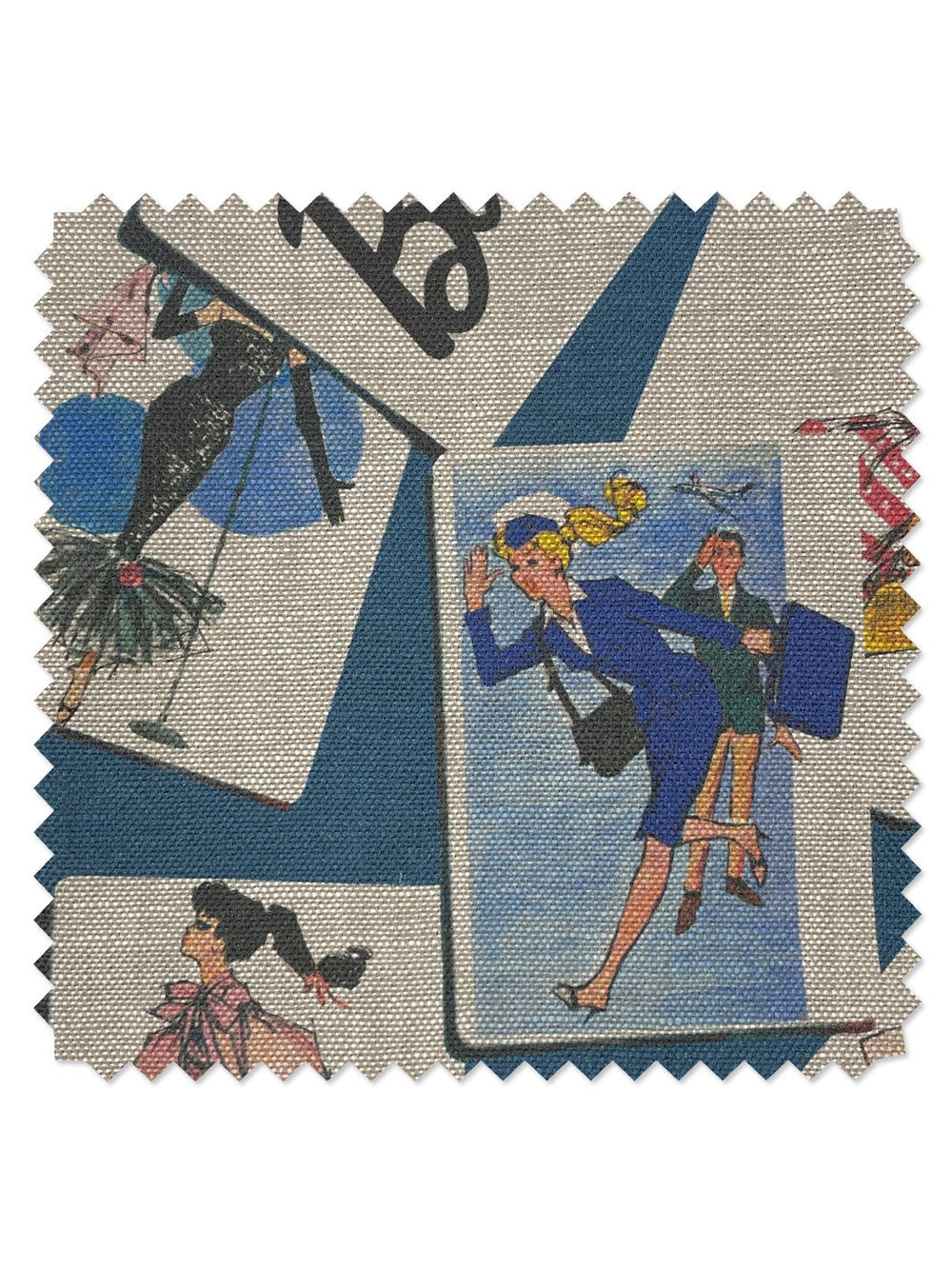 fabric by the yard barbie trading cards cadet blue