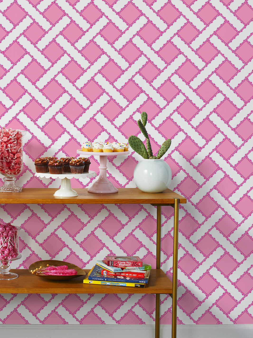 'Barbie™ Trellis' Wallpaper by Barbie™ - 219 Pink