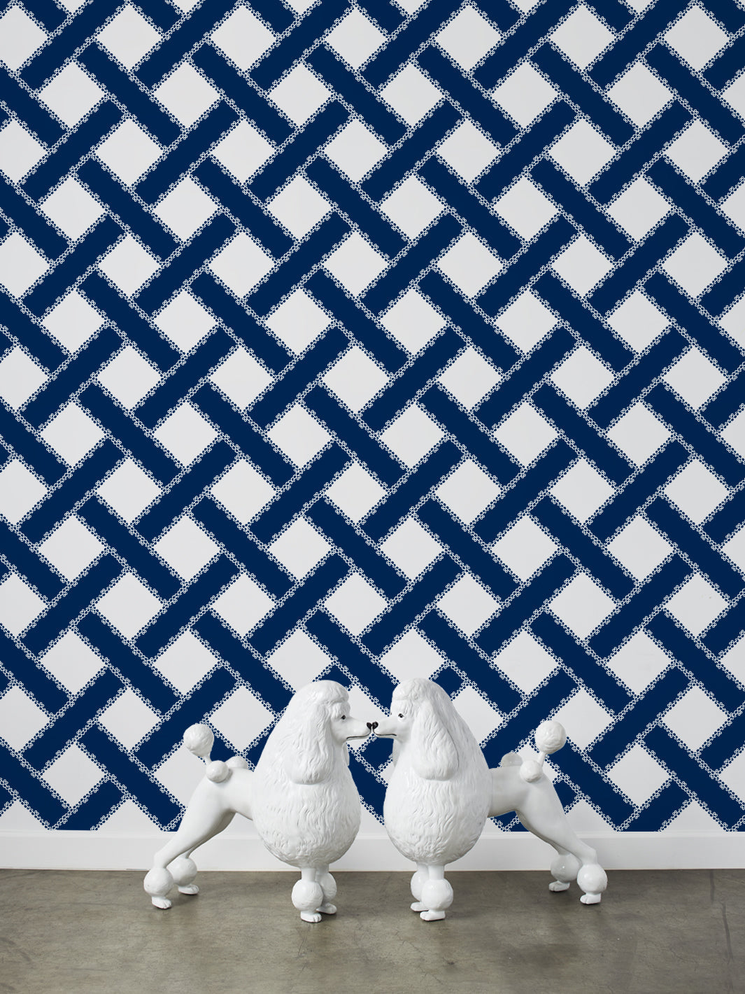 'Barbie™ Trellis' Wallpaper by Barbie™ - Navy