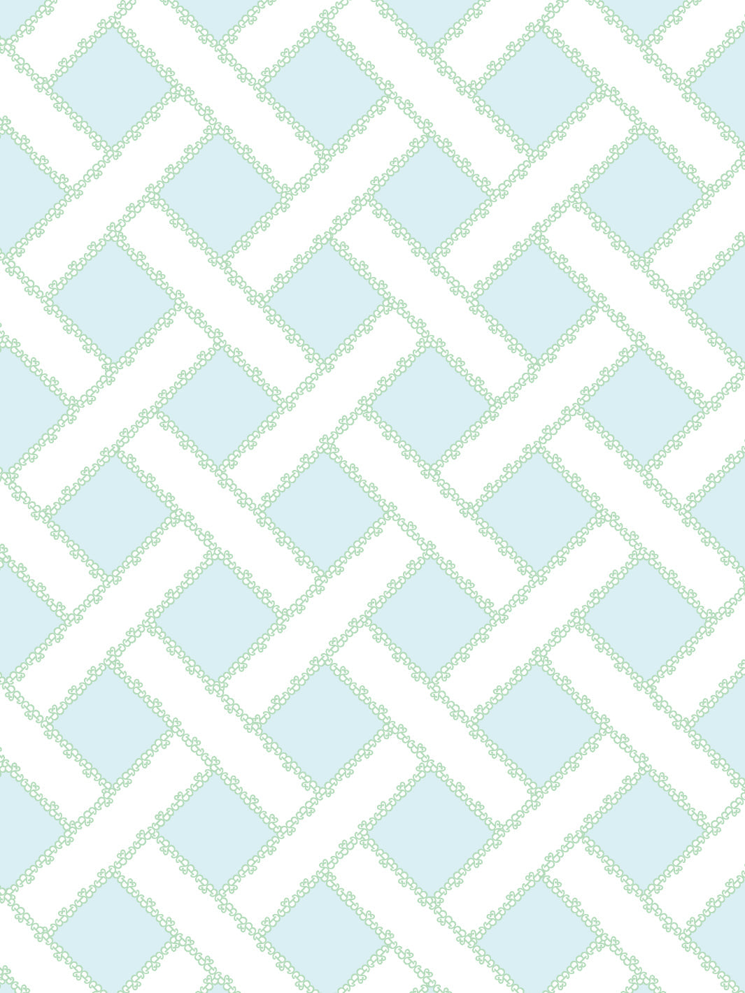 'Barbie™ Trellis' Wallpaper by Barbie™ - Pale Blue / Green