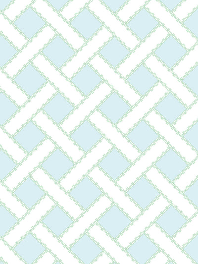 'Barbie™ Trellis' Wallpaper by Barbie™ - Pale Blue / Green