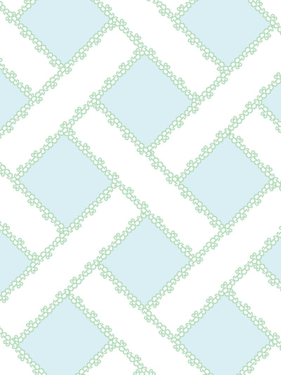 'Barbie™ Trellis' Wallpaper by Barbie™ - Pale Blue / Green