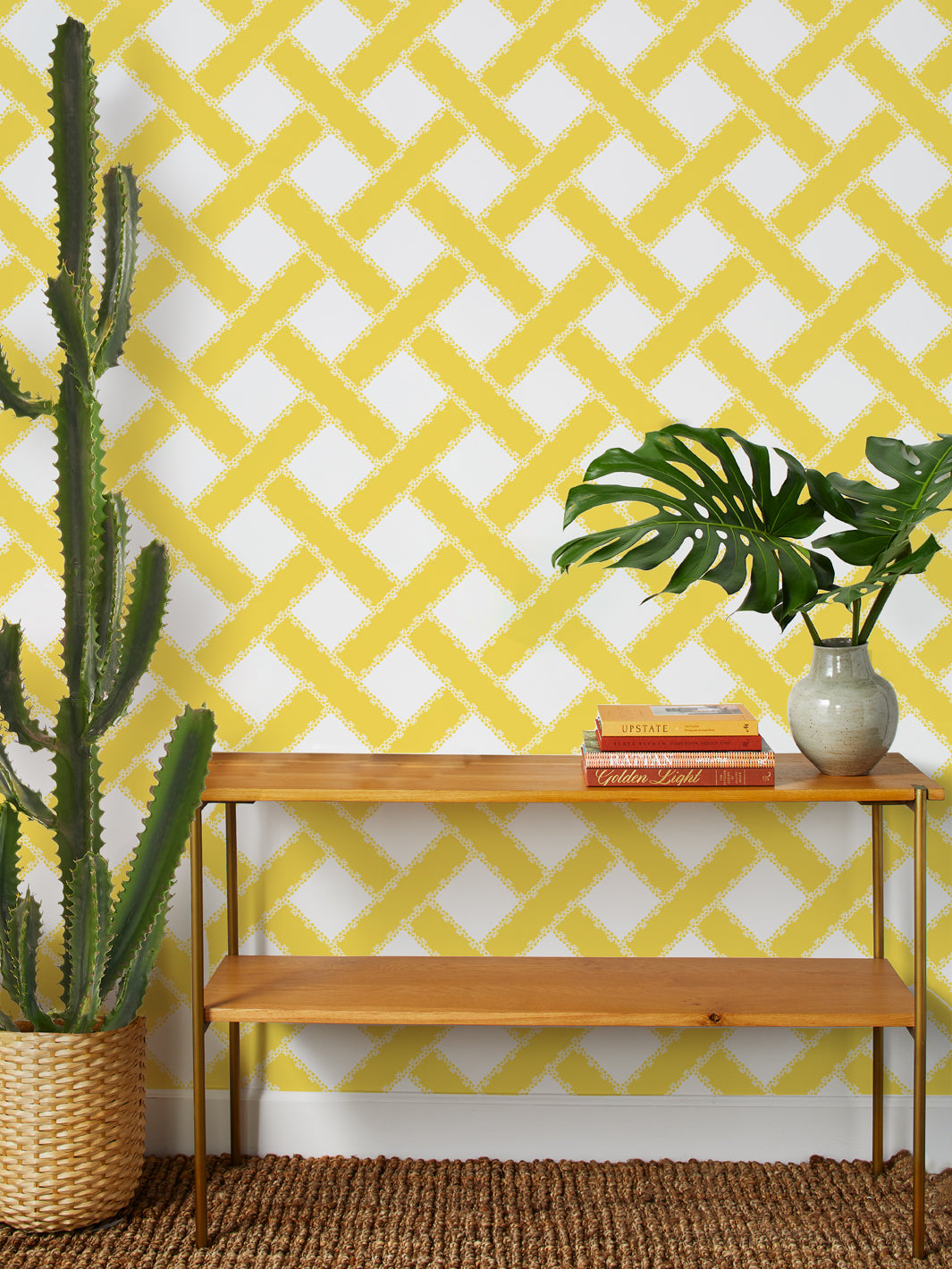 'Barbie™ Trellis' Wallpaper by Barbie™ - Yellow