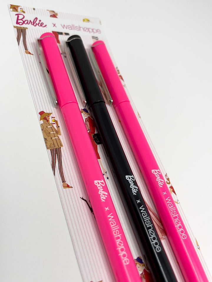 Barbie™ x Wallshoppe Le Pen 3-pack with two pink and one black pens