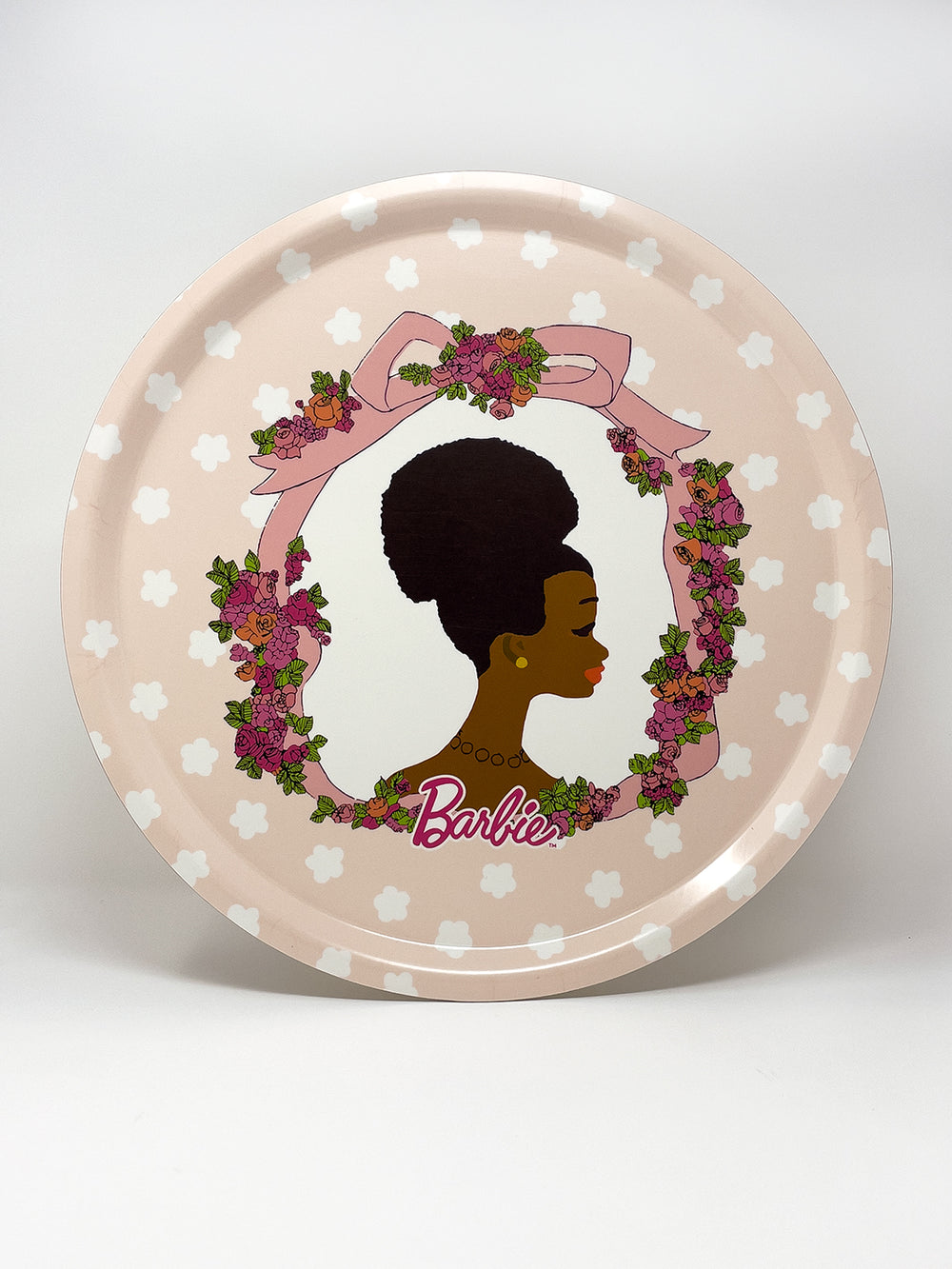 barbie x wallshoppe pink rosette round tray 1