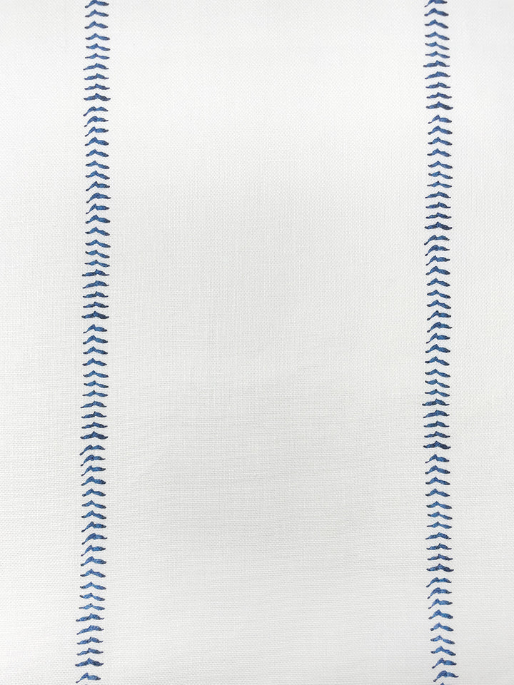 fabric by the yard baseball stitch blue on linen