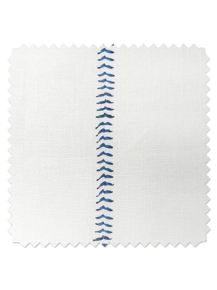 fabric by the yard baseball stitch blue on linen