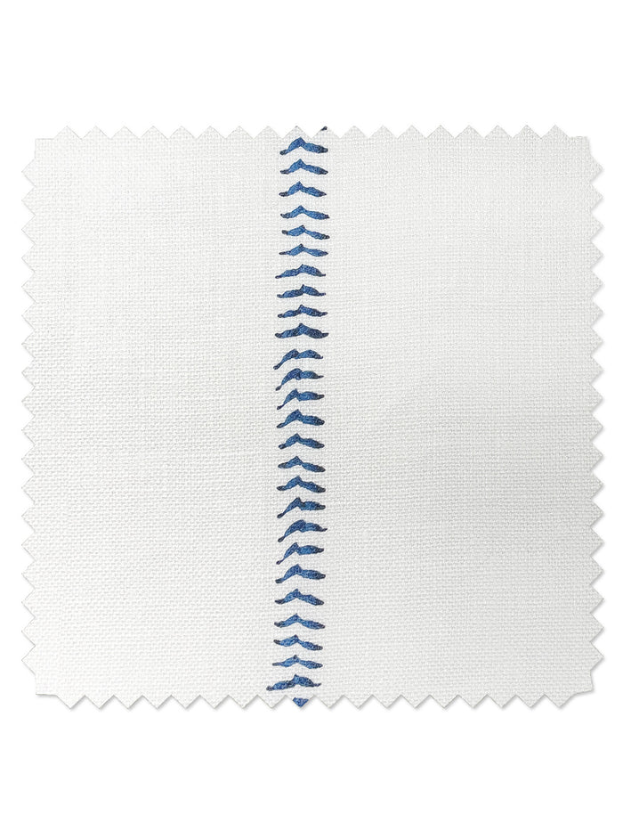 Tissu au mètre – Point de baseball – Bleu sur lin