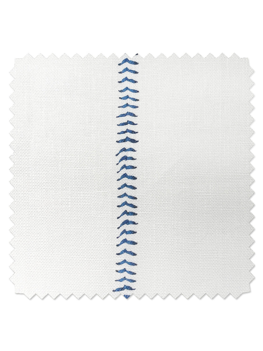 fabric by the yard baseball stitch blue on flax linen