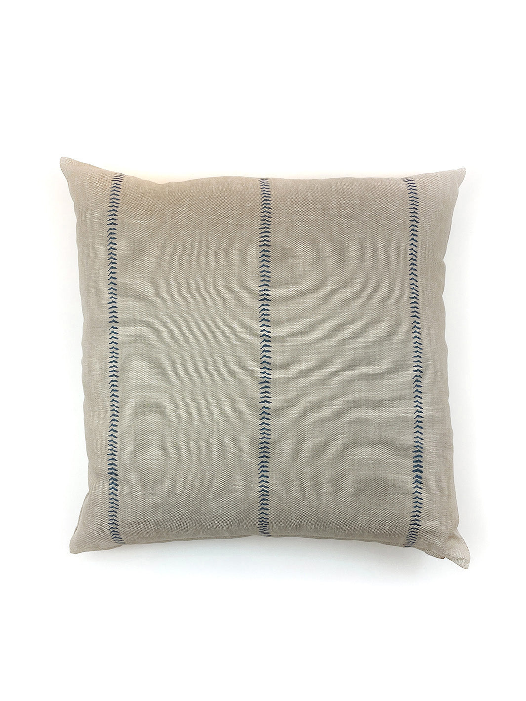baseball stitch throw pillow blue on flax linen
