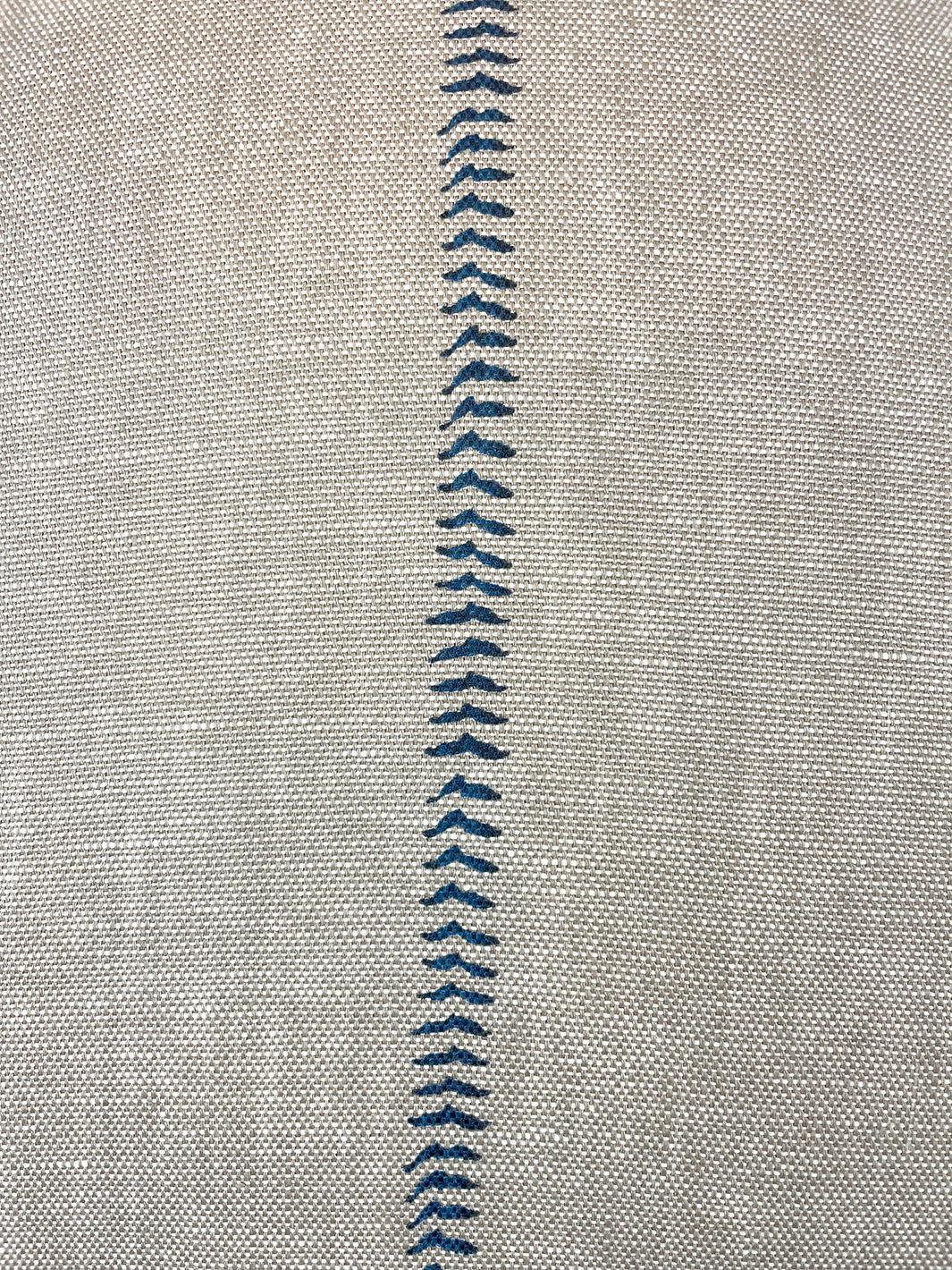 baseball stitch throw pillow blue on flax linen