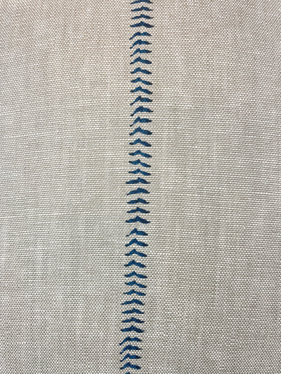 'Baseball Stitch' Throw Pillow - Blue on Flax Linen