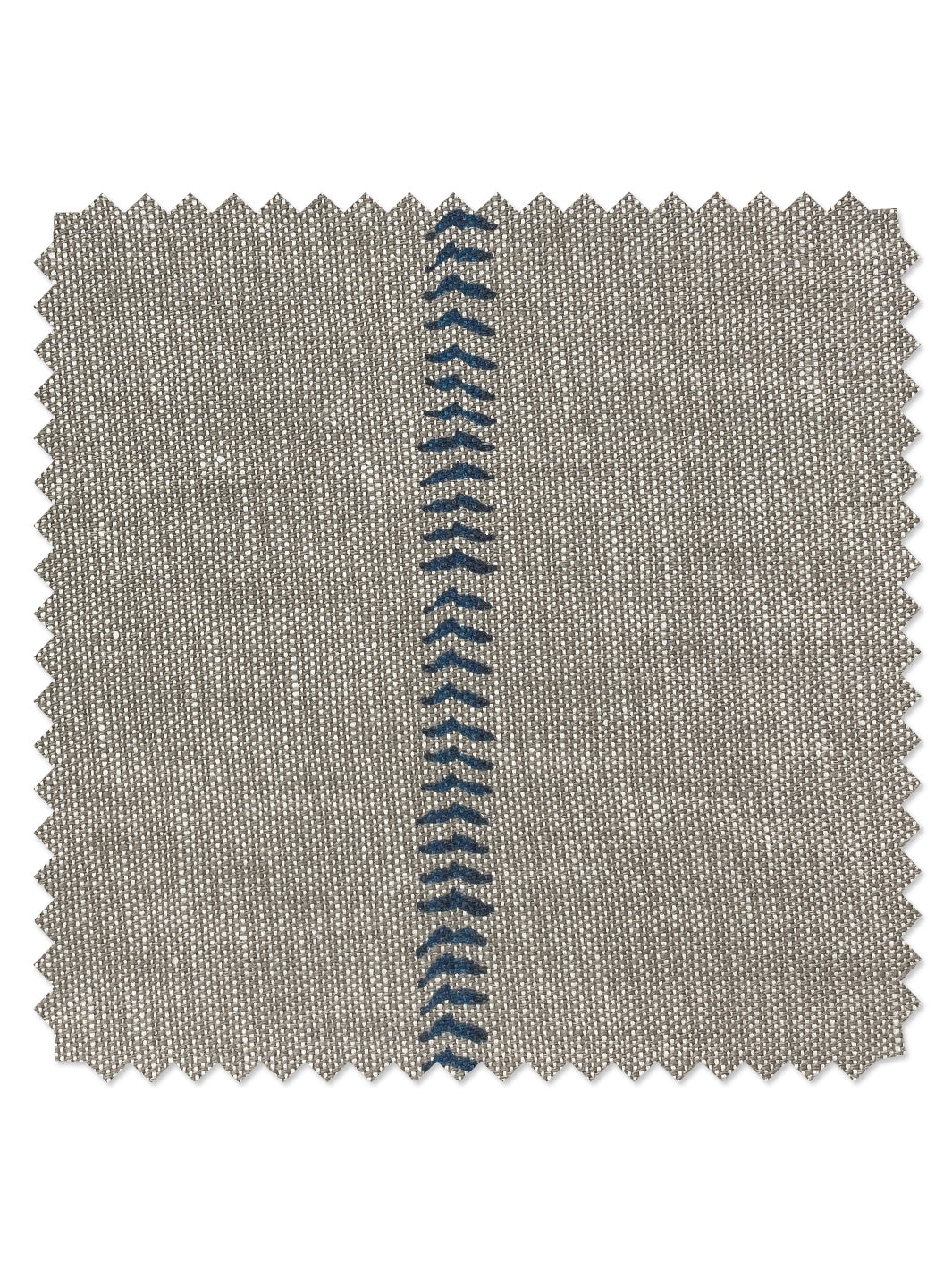 fabric by the yard baseball stitch blue on flax linen