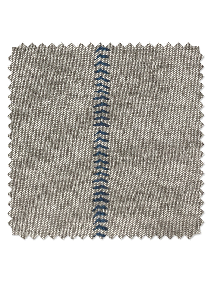 'Baseball Stitch' Flax Linen Fabric by Wallshoppe - Blue