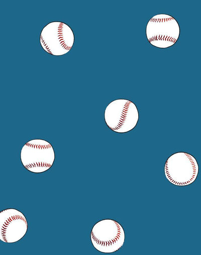 'Baseball Toss' Wallpaper by Wallshoppe - Cadet Blue