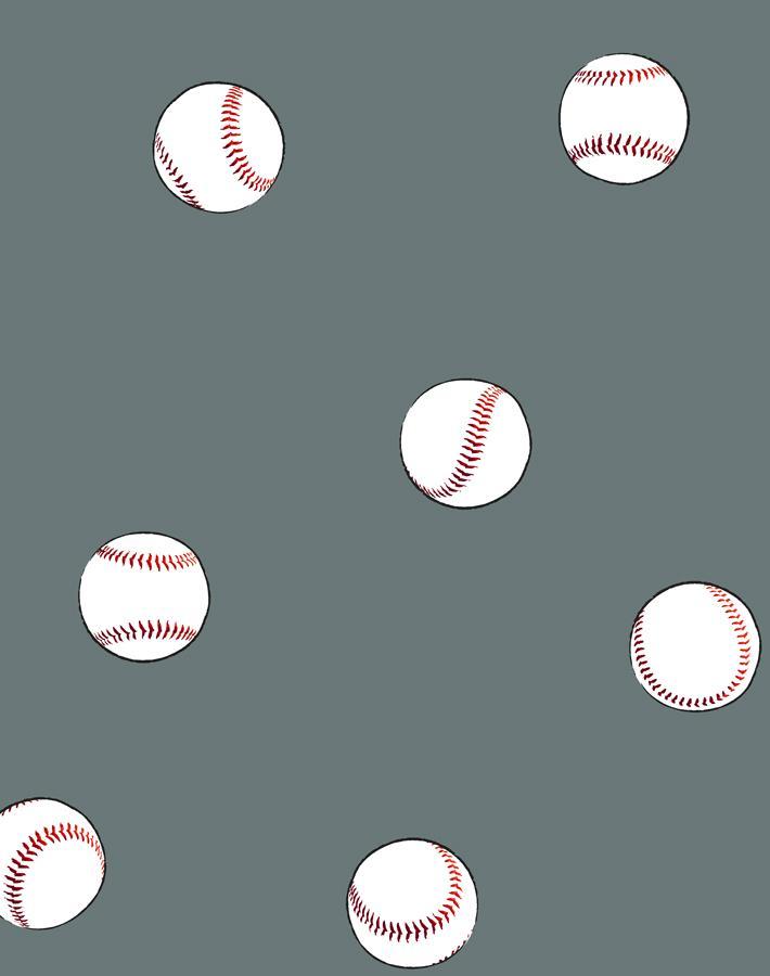 'Baseball Toss' Wallpaper by Wallshoppe - Dark Grey