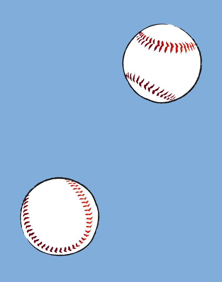 'Baseball Toss' Wallpaper by Wallshoppe - Denim