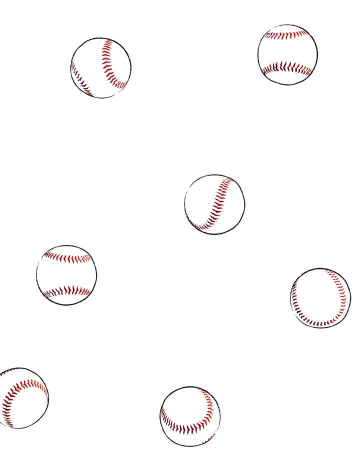 'Baseball Toss' Wallpaper by Wallshoppe - White
