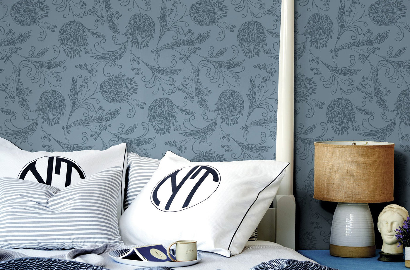 'Eleanor Rigby' Wallpaper by Wallshoppe - Flint / Dior Gray