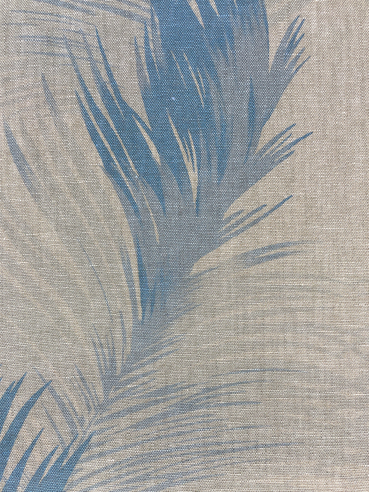 fabric by the yard belafonte palm blue on flax linen