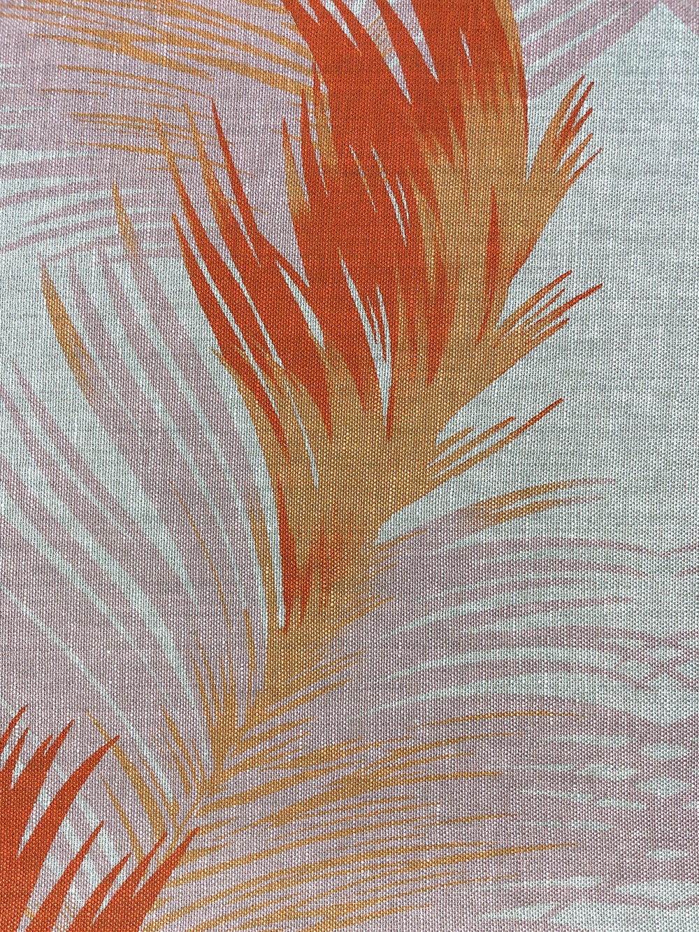 fabric by the yard belafonte palm orange on flax linen