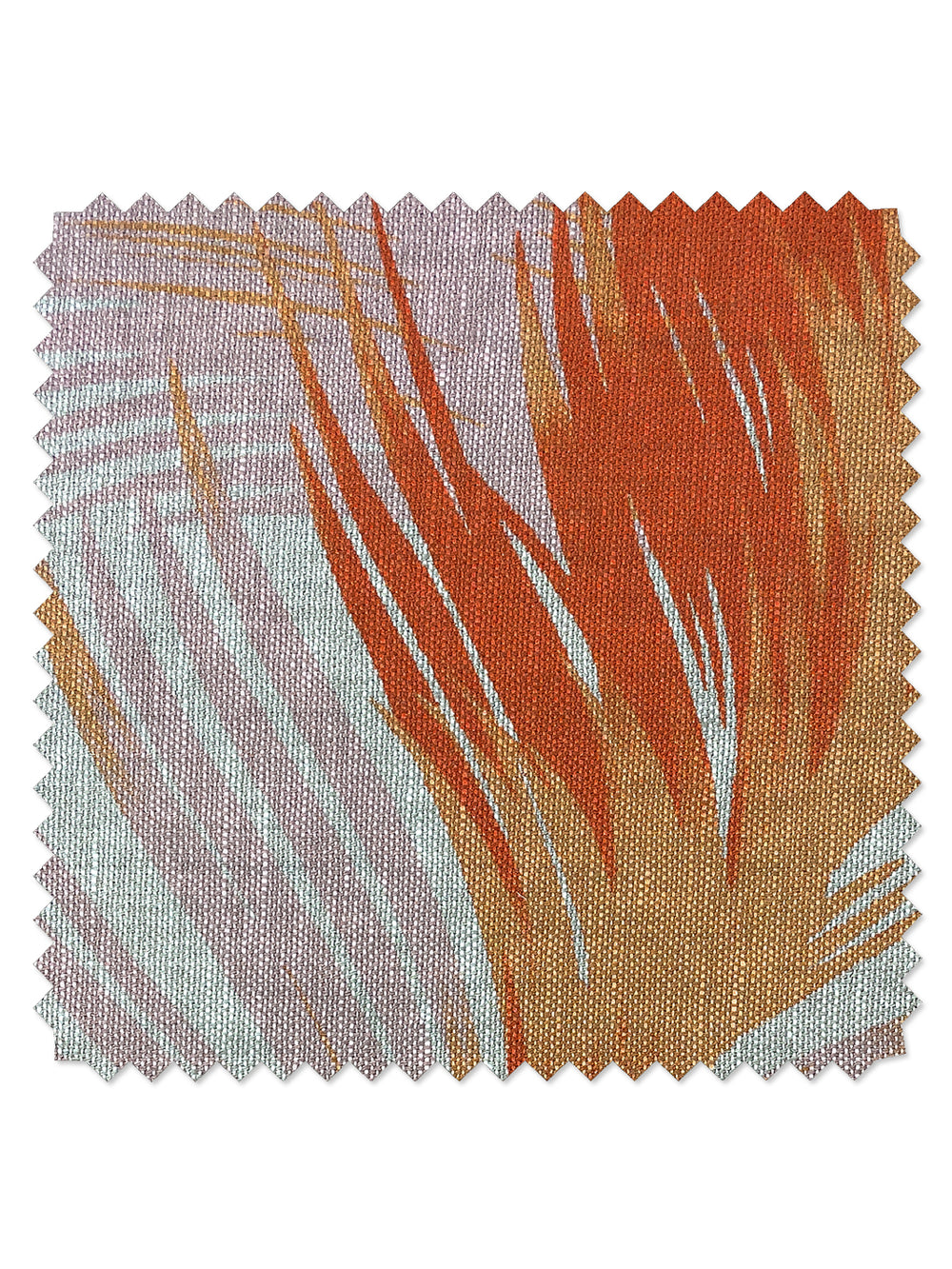fabric by the yard belafonte palm orange on flax linen
