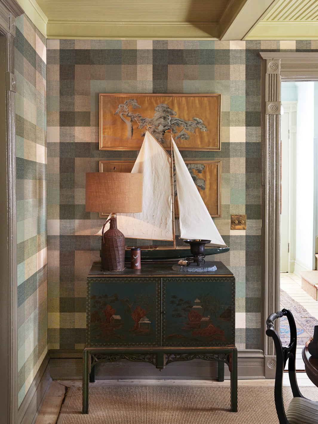 'Bellport Madras Large' Wallpaper by Chris Benz - Gray