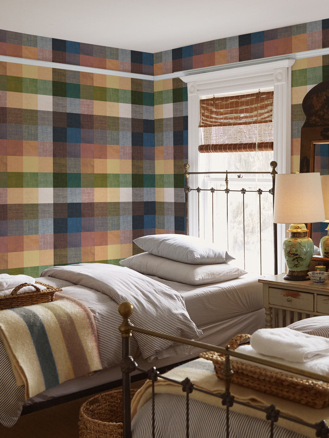 bellport madras large wallpaper chris benz ocher