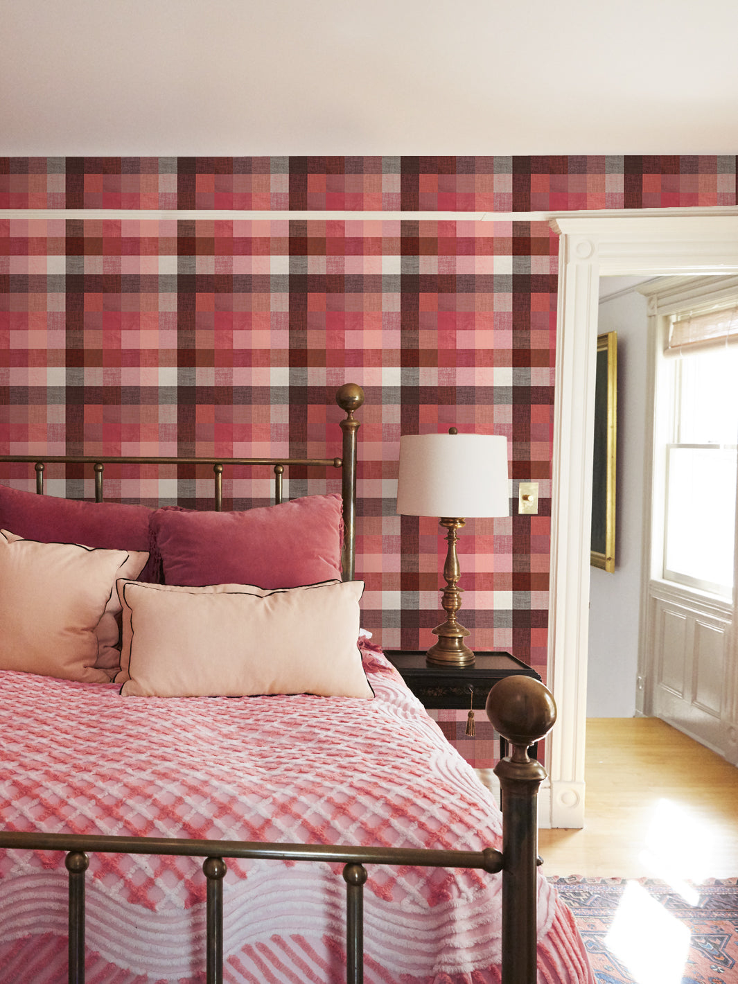 'Bellport Madras Small' Wallpaper by Chris Benz - Rose