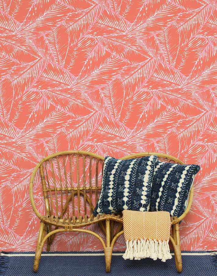 'Best Fronds' Wallpaper by Wallshoppe - Retro Red