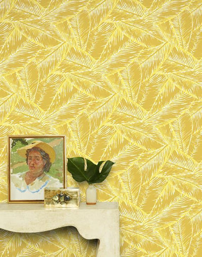 'Best Fronds' Wallpaper by Wallshoppe - Yellow