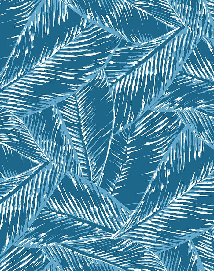 'Best Fronds' Wallpaper by Wallshoppe - Cadet Blue