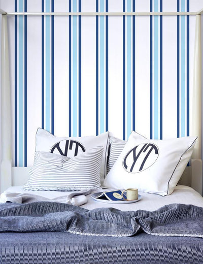 'Between The Lines' Wallpaper by Wallshoppe - Baby Blue / Ultramarine