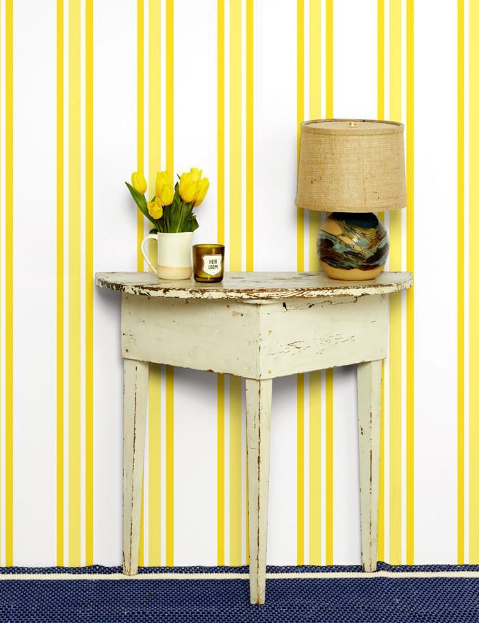 'Between The Lines' Wallpaper by Wallshoppe - Daffodil Yellow