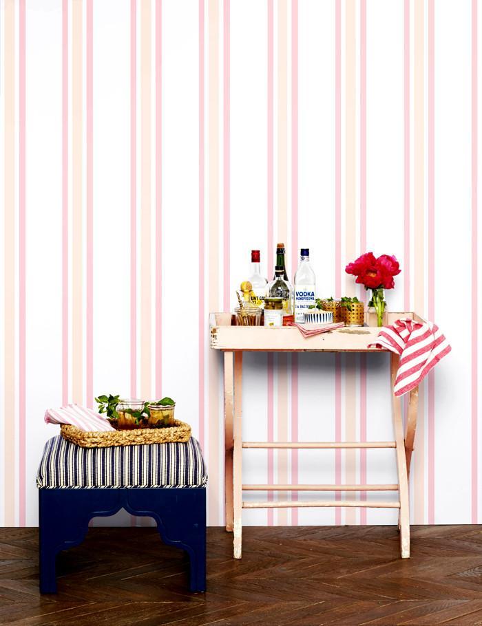 'Between The Lines' Wallpaper by Wallshoppe - Peach / Pony Pink